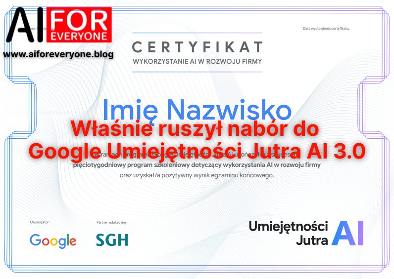 Google Umiejętności Jutra AI 3.0 — ruszył nabór