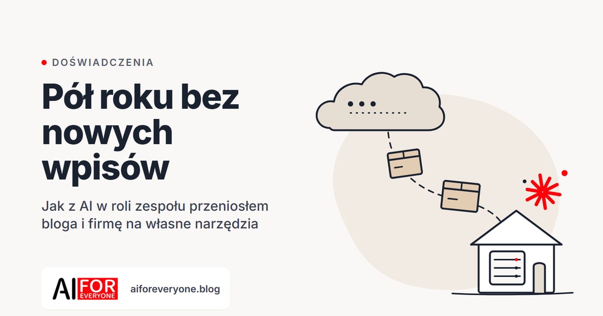 Okładka artykułu: Pół roku bez nowych wpisów. Jak z AI w roli zespołu przeniosłem bloga i firmę na własne narzędzia