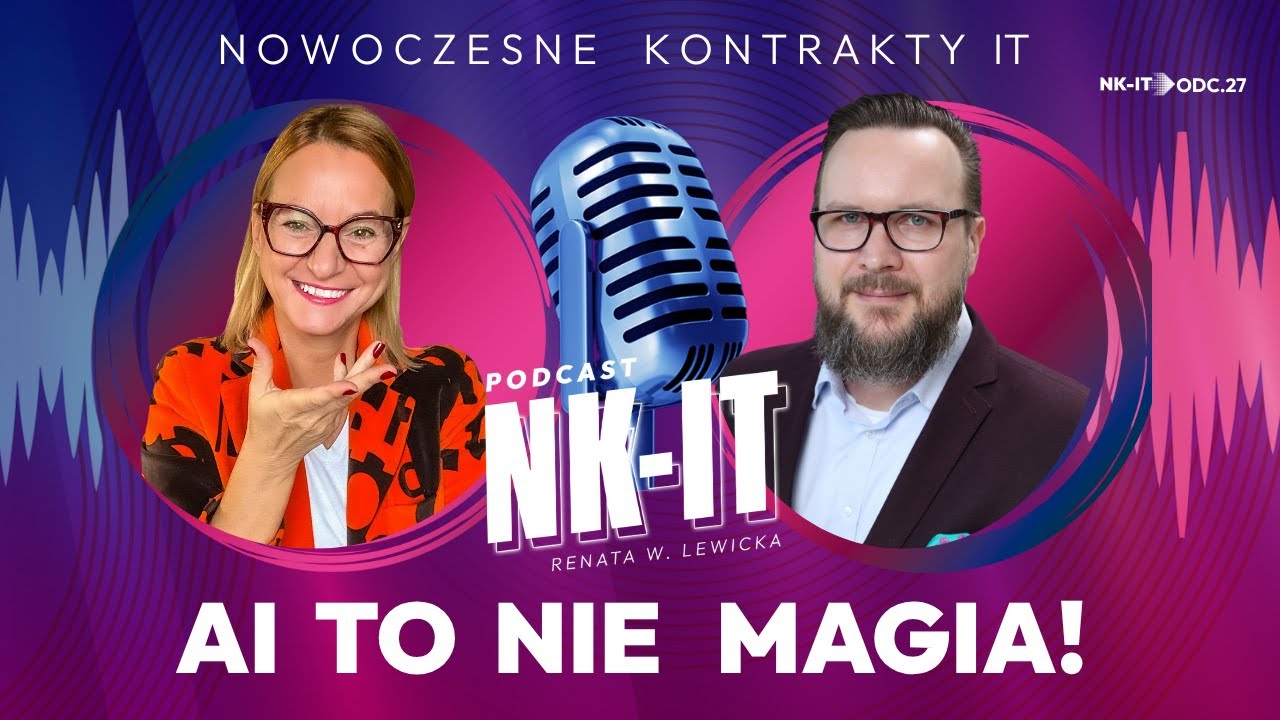 Video thumbnail: AI to nie magia, a podcast conversation in Polish between Renata Lewicka and Juliusz Tomeczek on IT Beyond Code
